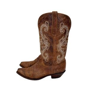 Ferrini Womens Snip Toe Brown Leather Cowboy Boots